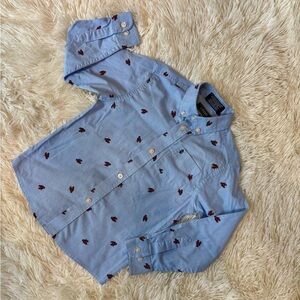 Izod Light Blue Shirt with Red Lobster Pattern